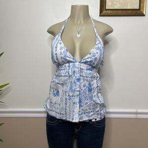Hollister Women’s White Floral Easy Halter Cami Top